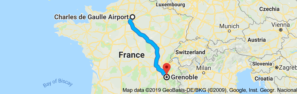 Taxi Transfers Charles de Gaulle Airport (CDG) to any destination in Grenoble